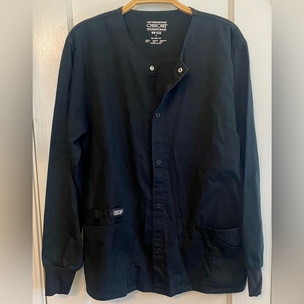 Cherokee WorkWear Snap Front Warm Up Scrub Jacket Lab Coat Unisex Womens XS